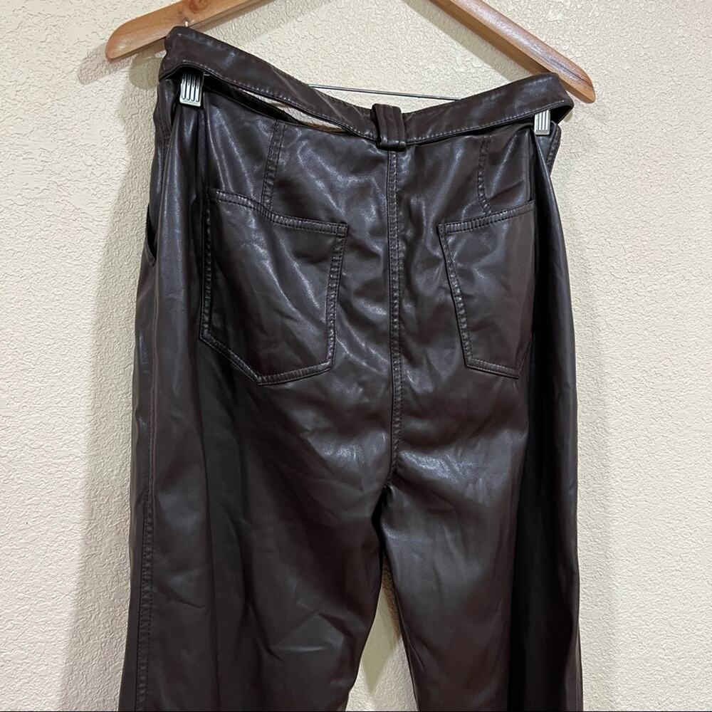 Jonathan Simkhai Amelia brown leather cutout high waist straight pants - Picture 10 of 14